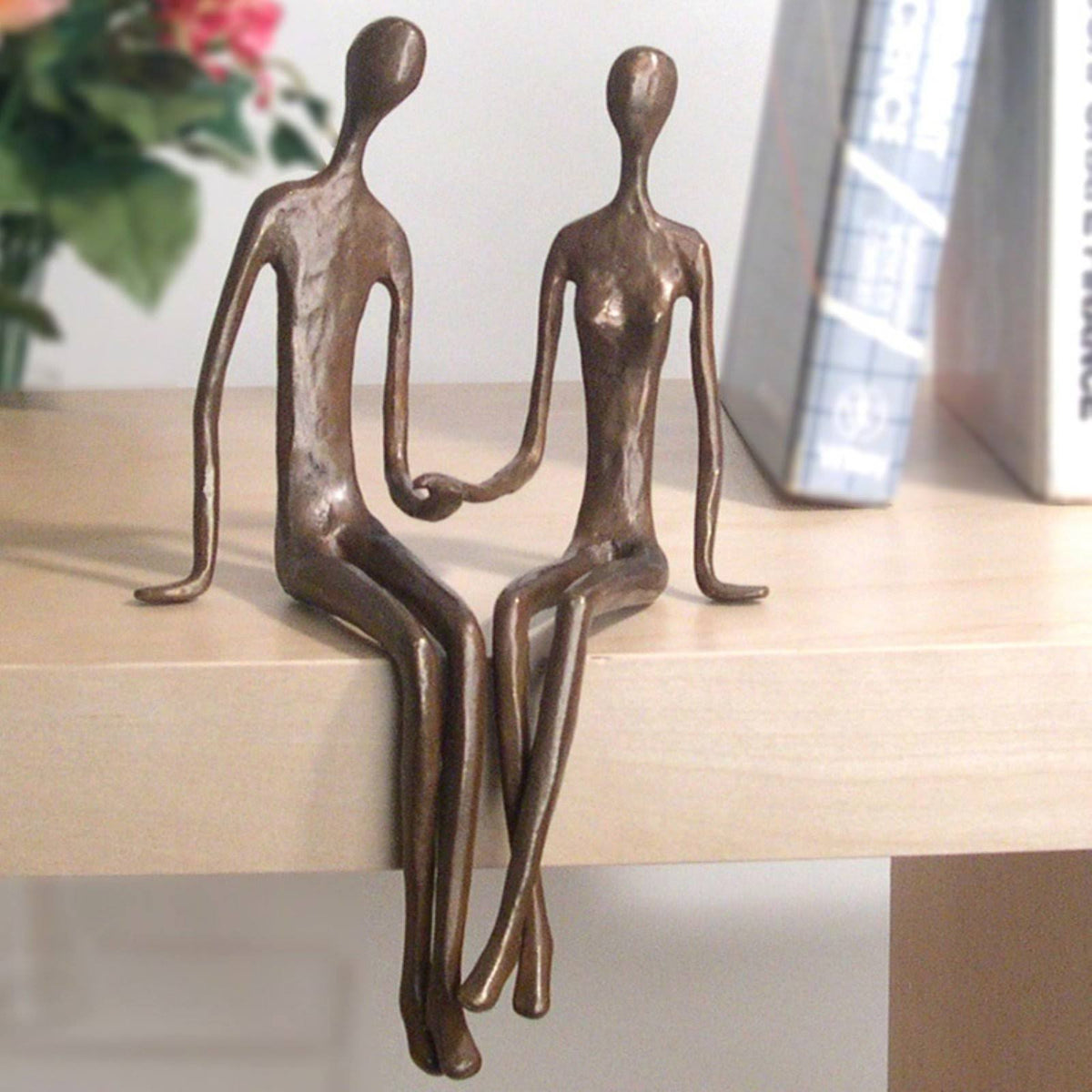 Cast Bronze Sitting Couple O8831