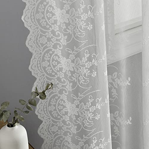 Scalloped Lace Sheer Curtains 2 Panels T3619