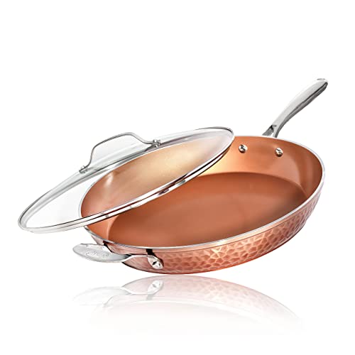 10 Pc Non Stick Copper Cookware Set with 12 Inch Nonstick Skillet W549