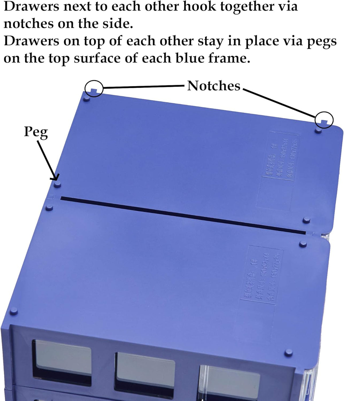Blue Plastic Storage Drawers Set of 10 E86298