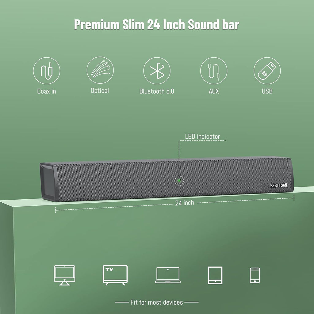 80 Watt Wired and Wireless Bluetooth 2.0 Channel Sound Bar H43553