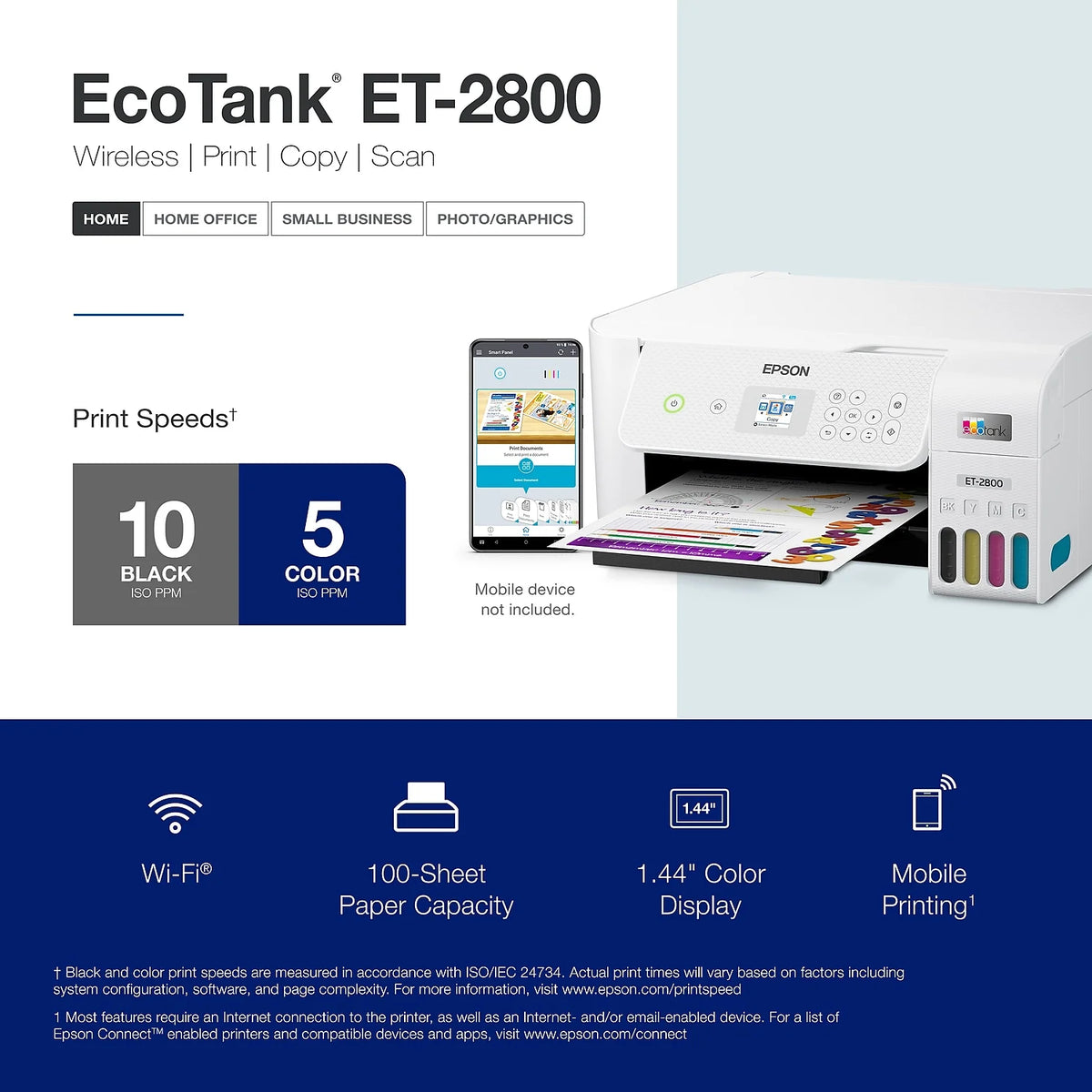 White Wireless All-in-One Supertank Printer with Scan and Copy Y332495
