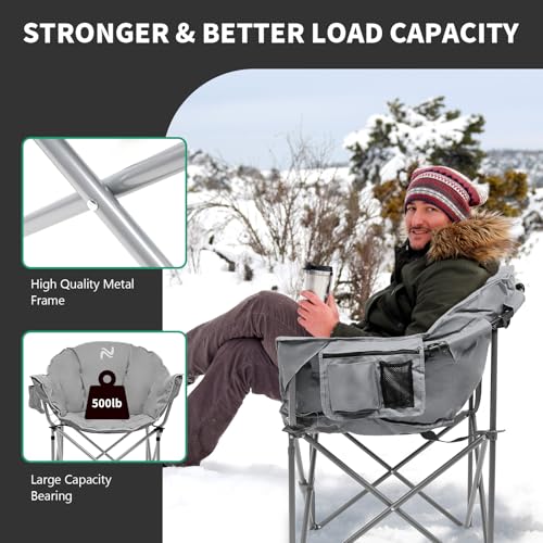 Heated Folding Camping Chair, Supports 500 Lbs H580121