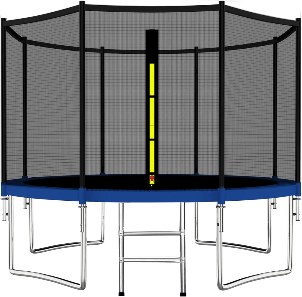ASTM Certificated Trampoline with Safety Enclosure Net & Spring Pad Waterproof Jump Mat & Ladder O382