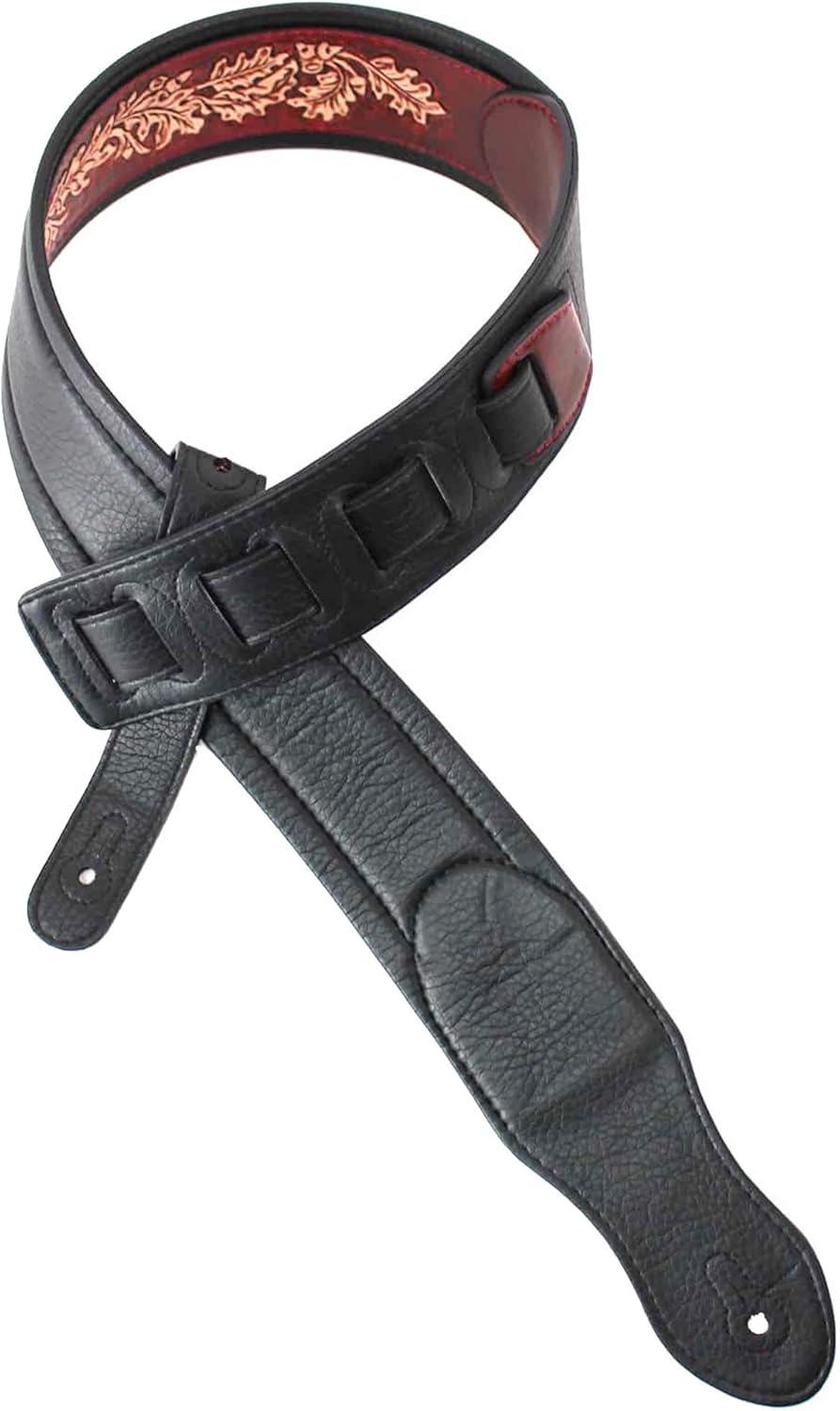 Mahogany Brown Full Grain Leather Guitar Strap C779