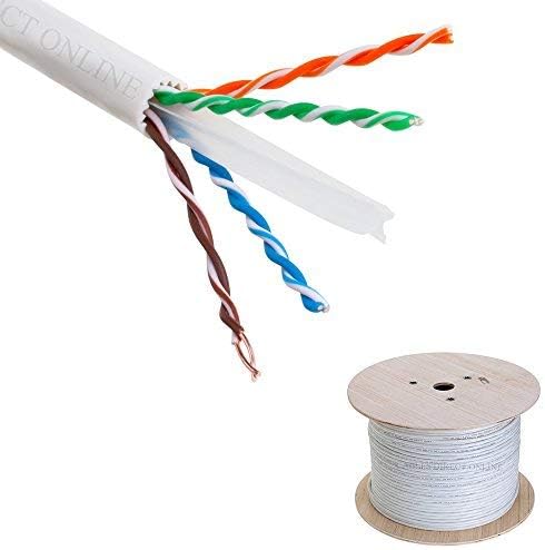Cat6A 1000 Foot Solid Bare Copper 23AWG 4 Pair UTP Ethernet Cable White V5364