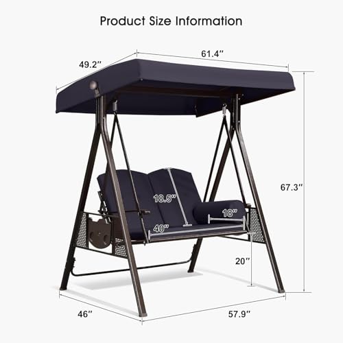3-Seat Outdoor Patio Swing with Canopy and Cushions Z3289