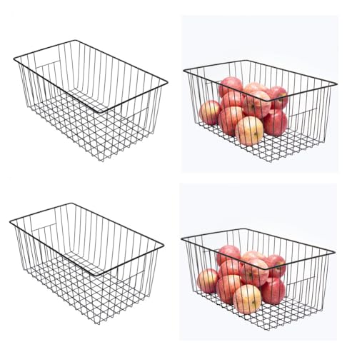 16 inch Upright Freezer Organizer Baskets, Black, Pack 3 Q90998
