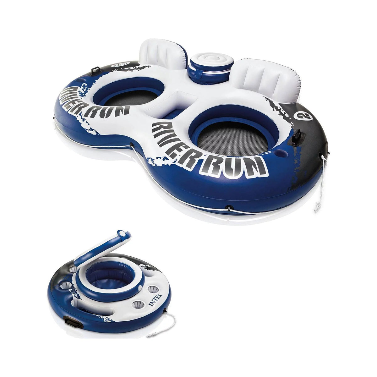 Inflatable 2 Person Pool Tube Float & Beverage Cooler Holder J731168