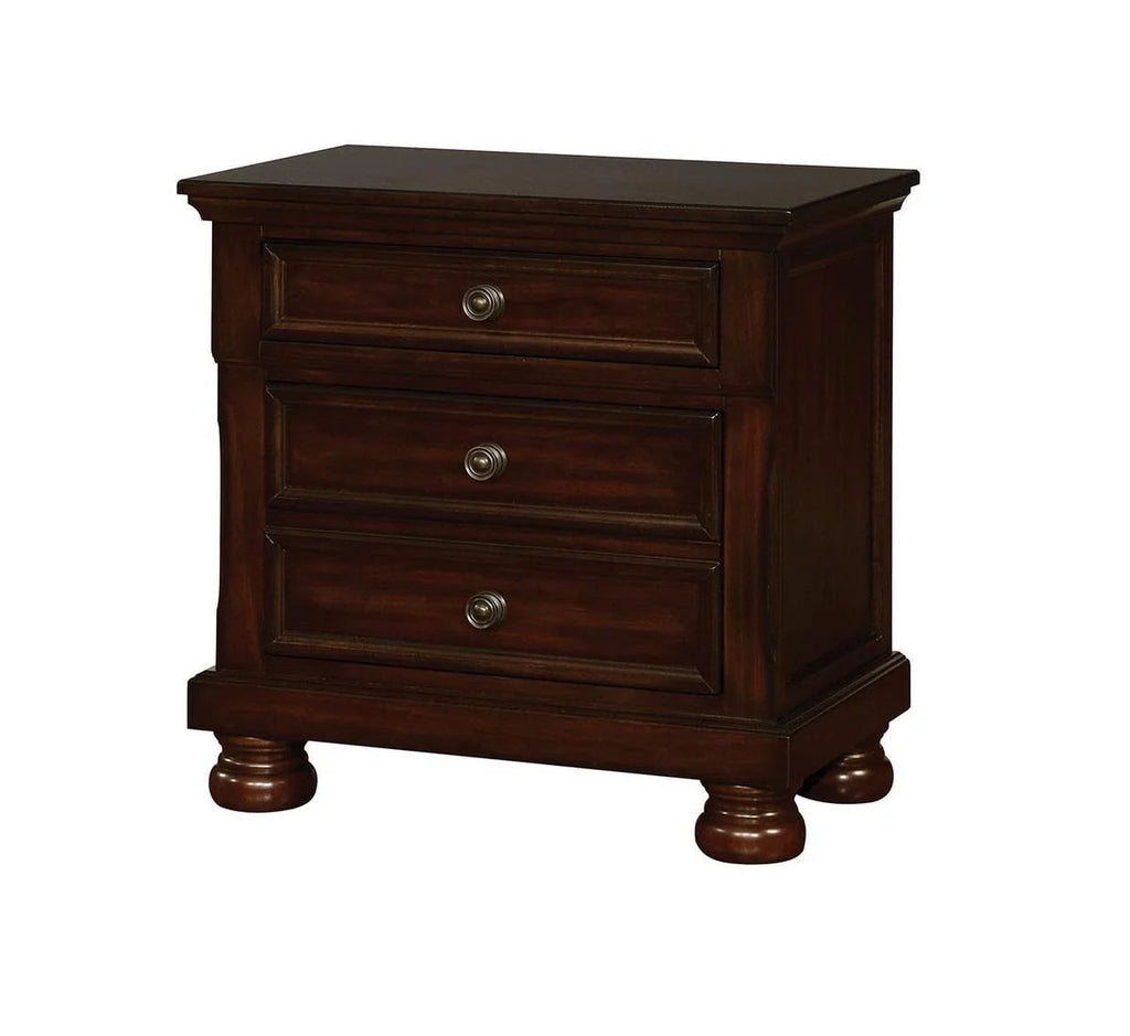 Brown Cherry Solid Wood 3pcs Bedroom Set S535321