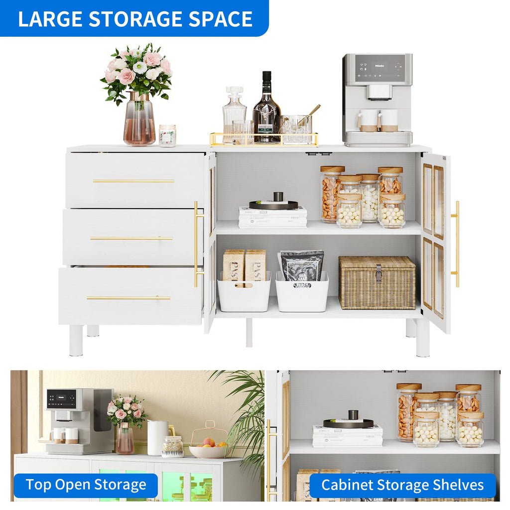 White Buffet Sideboard with 3 Drawers & 2 Door X9264