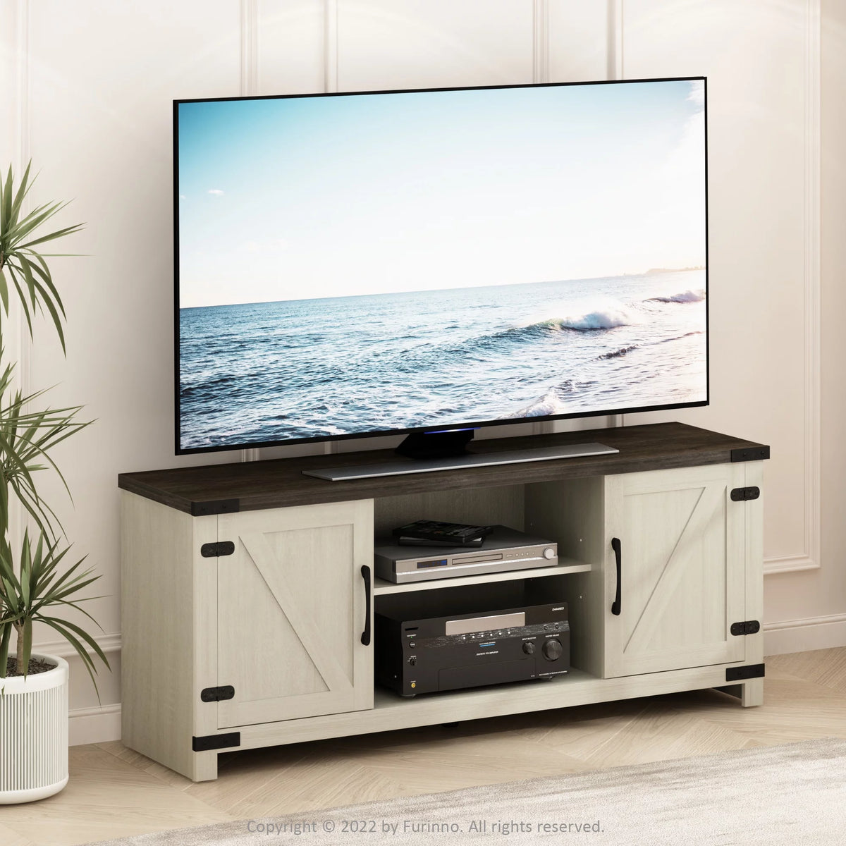Farmhouse TV Cabinet with Barn Door up to 70 Inch Y9825