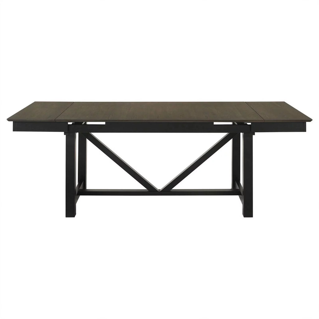 7 Piece Beige and Black Wood Rectangular Dining Table Set F997