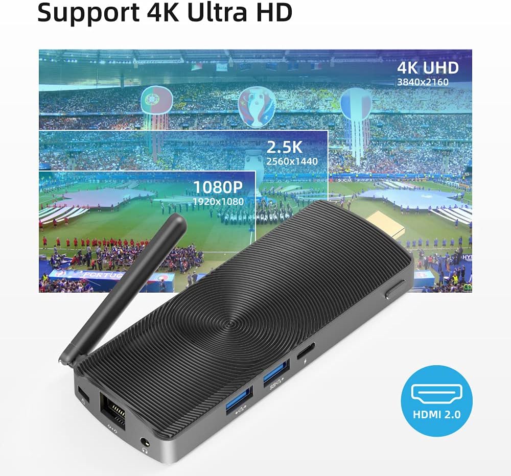 Fanless Mini PC Stick Computer J4125 8GB 128GB Win10 Pro 4K HDMI Portable Compute Stick O7610