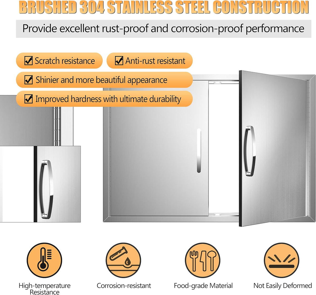 Stainless Steel Outdoor Kitchen Double Access Door R180151