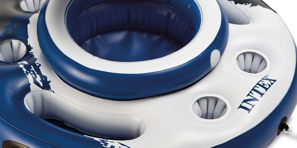 Inflatable 2 Person Pool Tube Float & Beverage Cooler Holder J731168