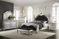 Black Silver Mirror Queen Bedroom Set 7Pcs S39102