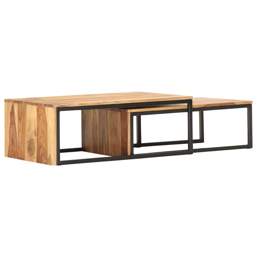 2 pcs Solid Sheesham Wood Nesting Tables E232