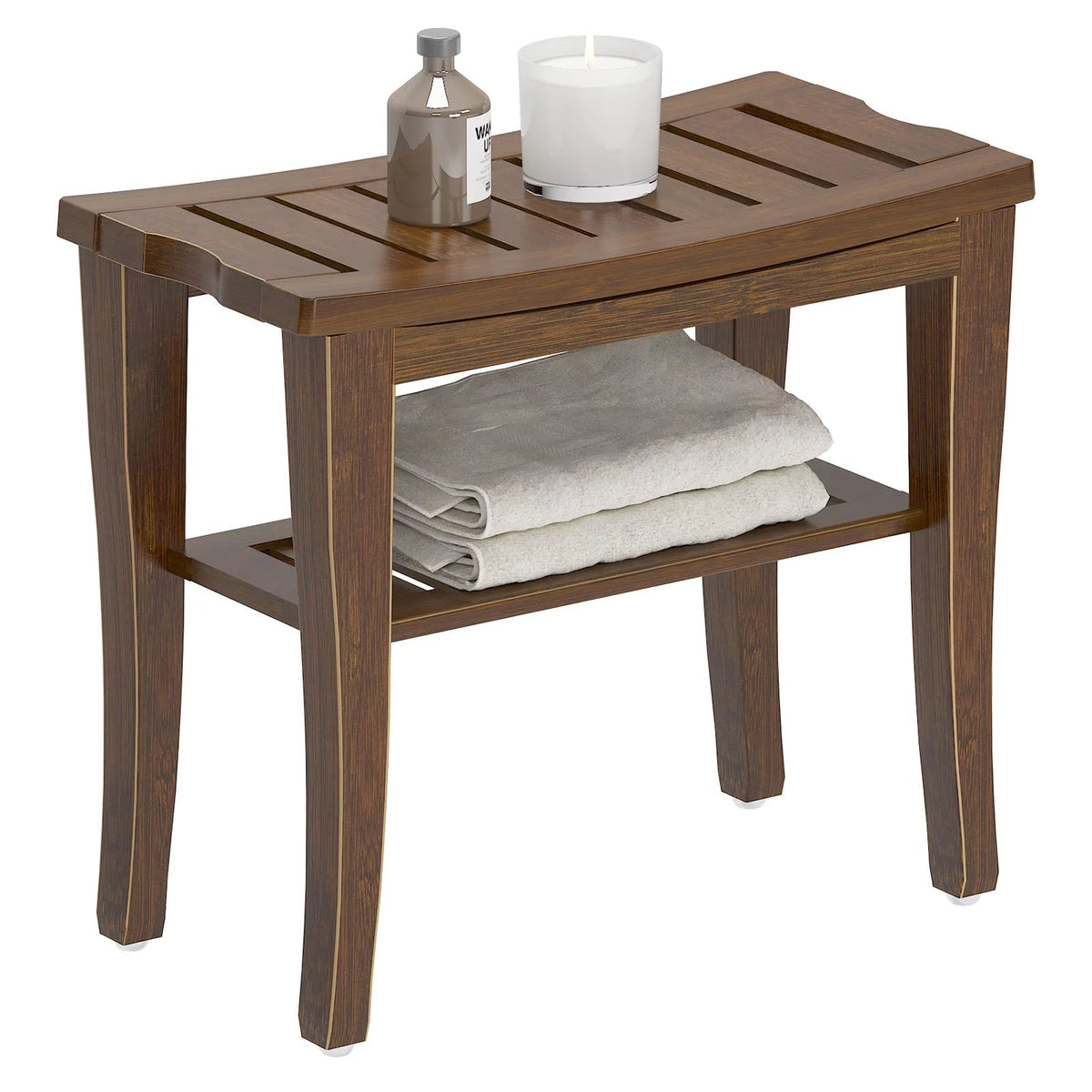 18.5" Bamboo Shower Bench with Storage Shelf J233086