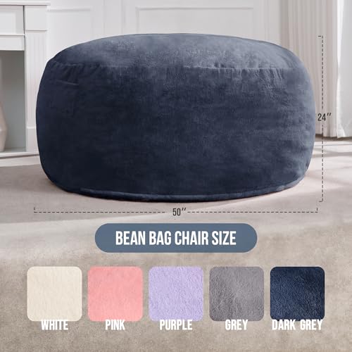 3ft Grey Faux Fur Bean Bag Chair L82655