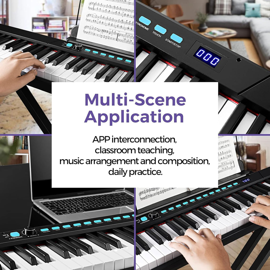 88-Key Semi-Weighted Electronic Keyboard Piano with X-Stand, Sustain Pedal, Power Supply, Carrying Case I2929