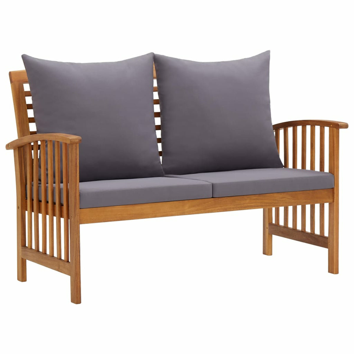 2 Piece Wooden Outdoor Conversation Set with Gray Cushion and Side Table W541