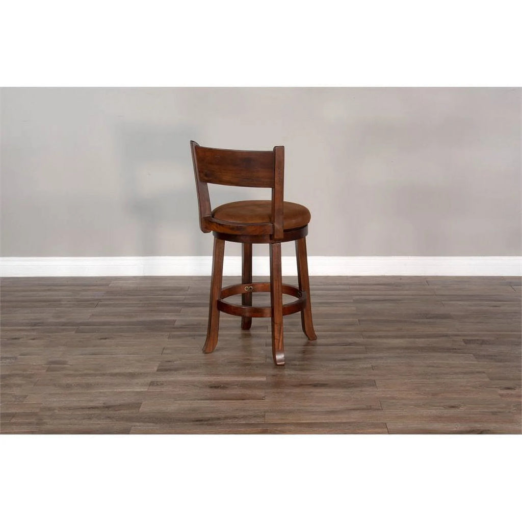 24" Mahogany Wood Swivel Barstool J698917