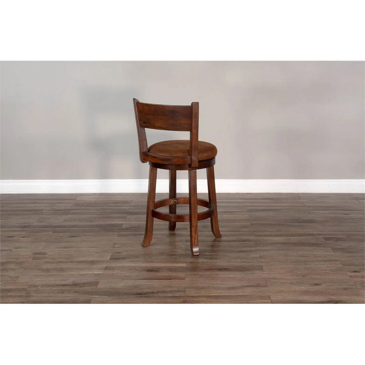 24" Mahogany Wood Swivel Barstool J698917