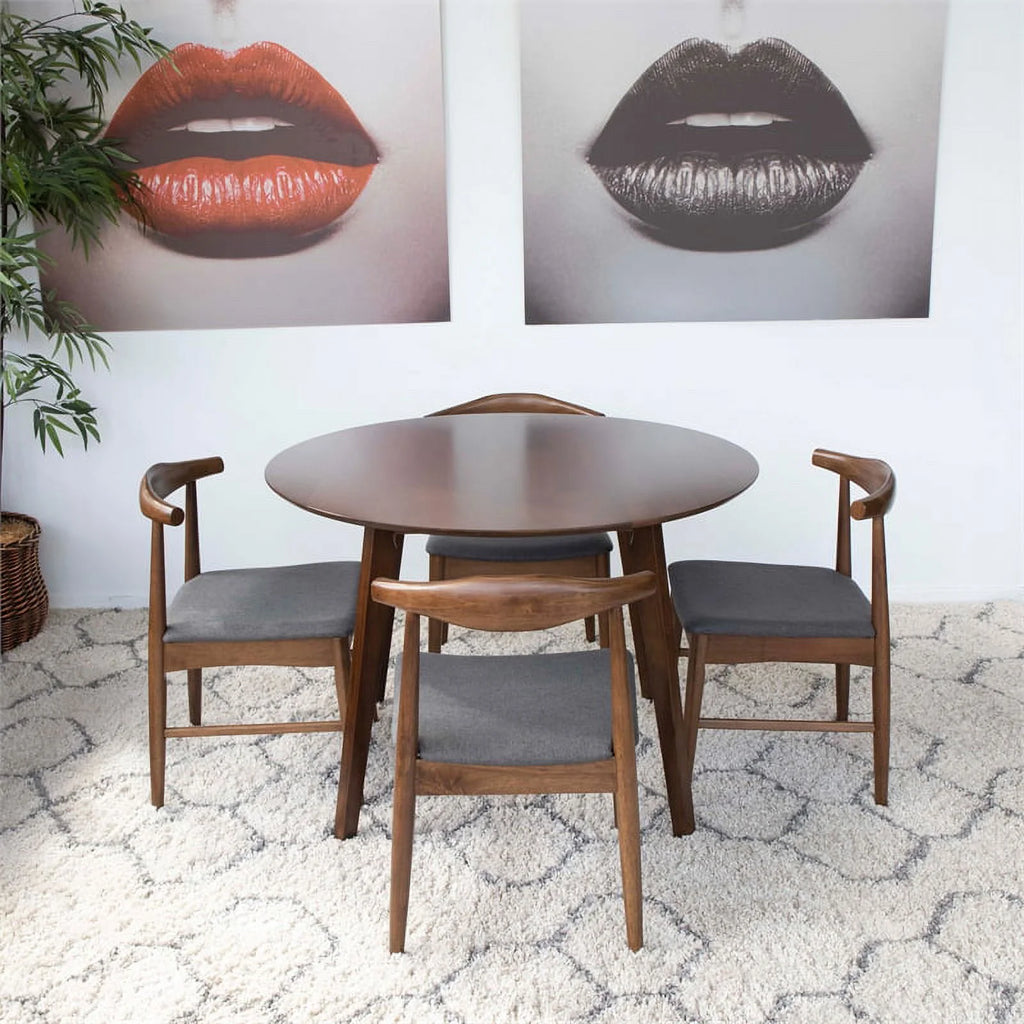 Fabric Dining Chair in White/Gray (Set of 5) R550