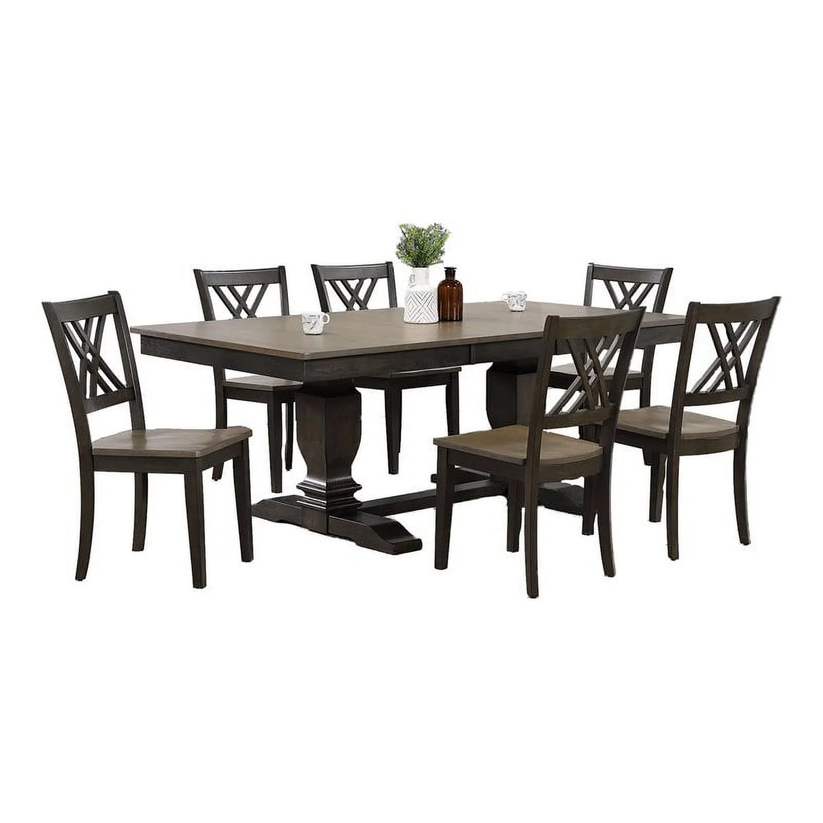 7-Pc Pedestal Rubberwood Dining Set M989000