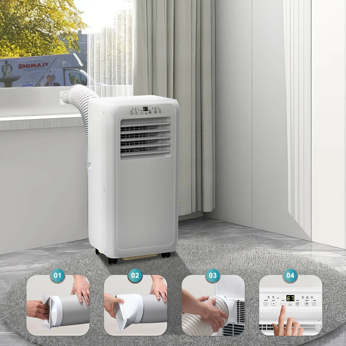 8000 BTU Portable Air Conditioner with Dehumidifier & Fan Mode, White K790001