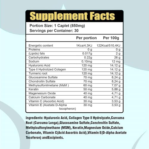 Hyaluronic Acid 850 mg 60 Caplets H13498