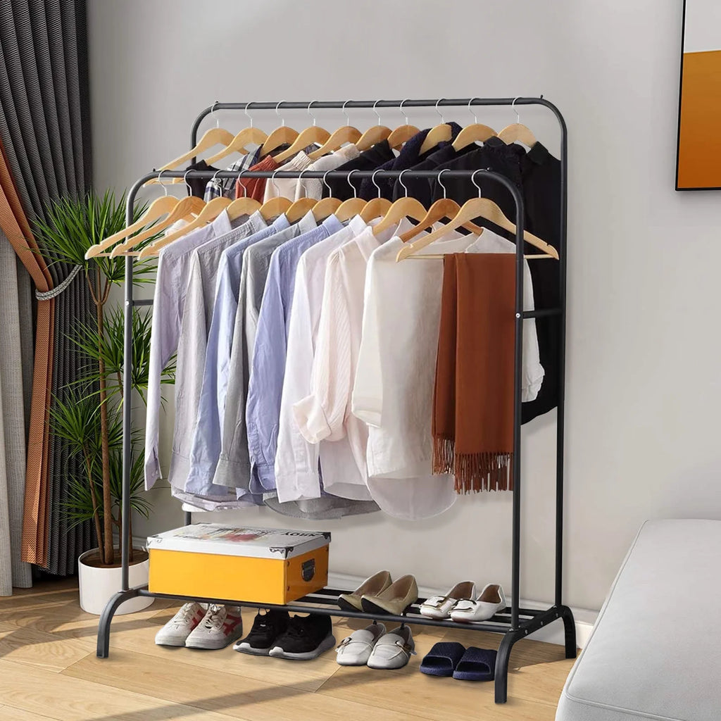 Black Double Pole Metal Clothing Rack R57165