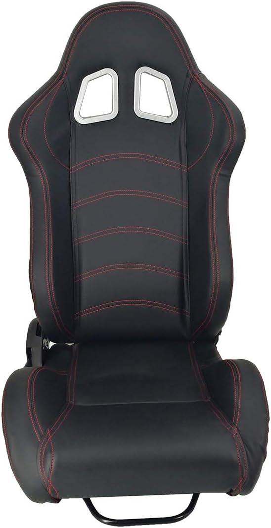 Pair of Black PVC Faux Leather Racing Car Seats R489354