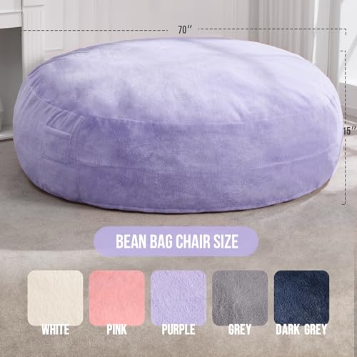 3ft Grey Faux Fur Bean Bag Chair L82655