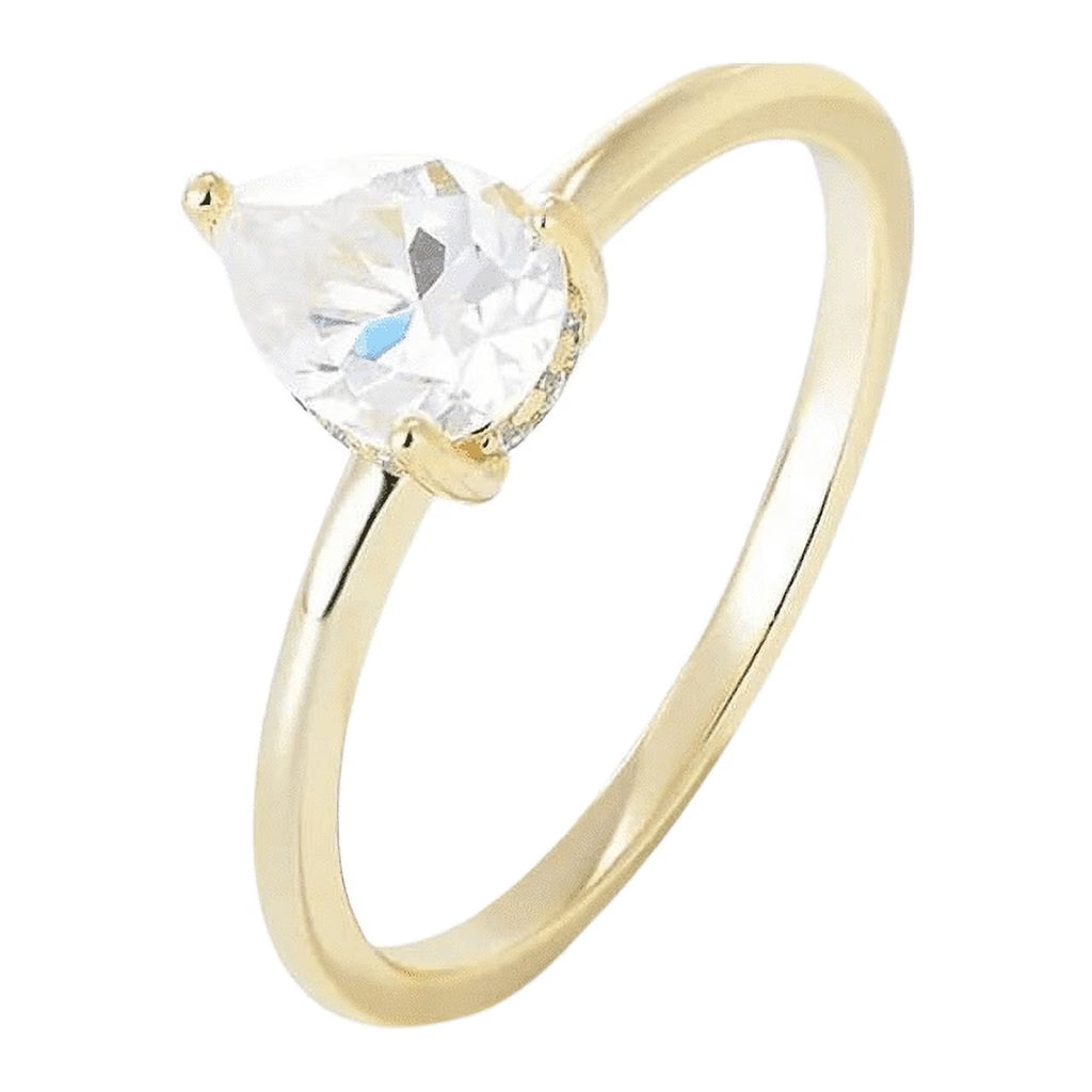 Water Drop Shaped 14k Gold Plated 925 Sterling Silver Ring M739510