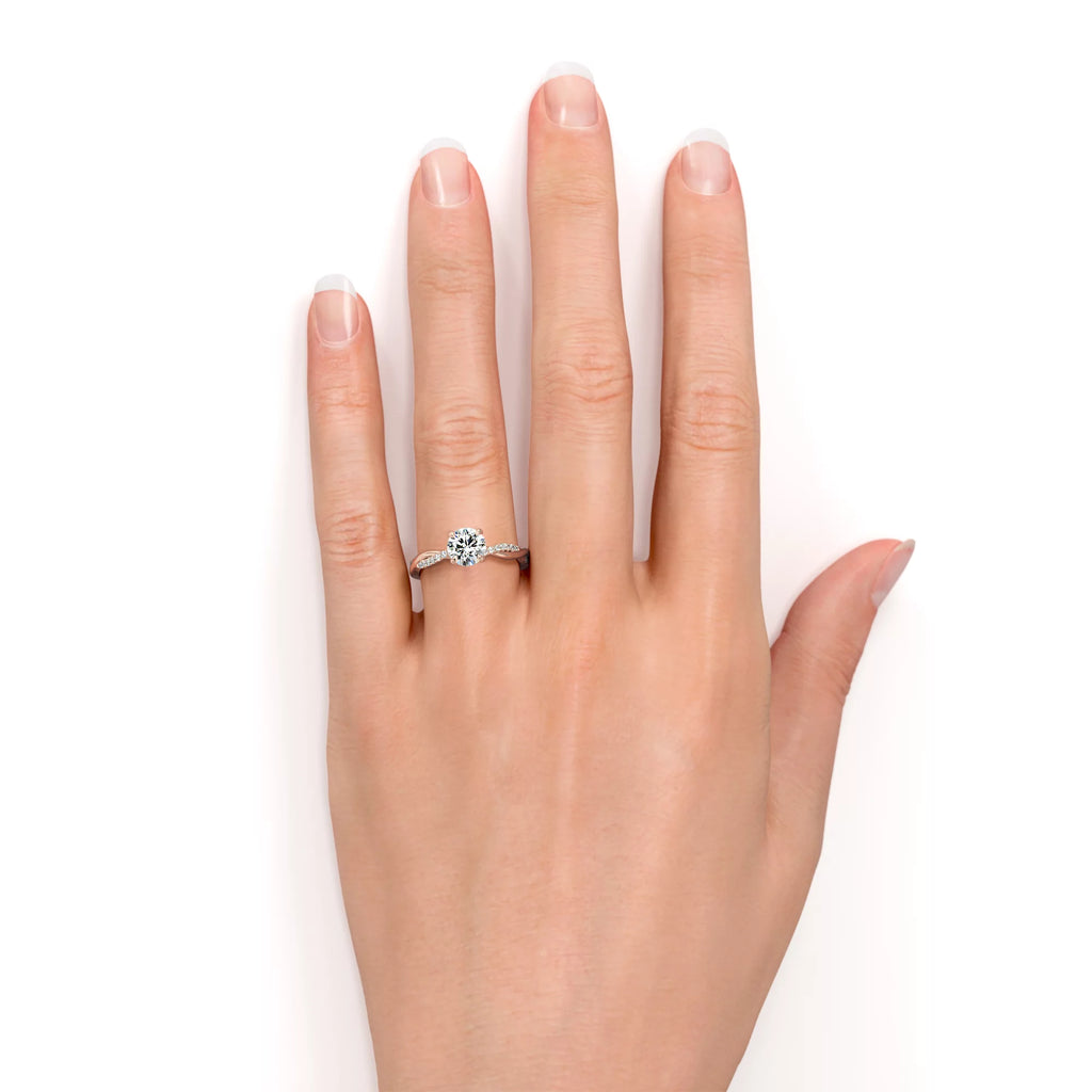 1 Carat Round Cut Moissanite Engagement Ring C851455