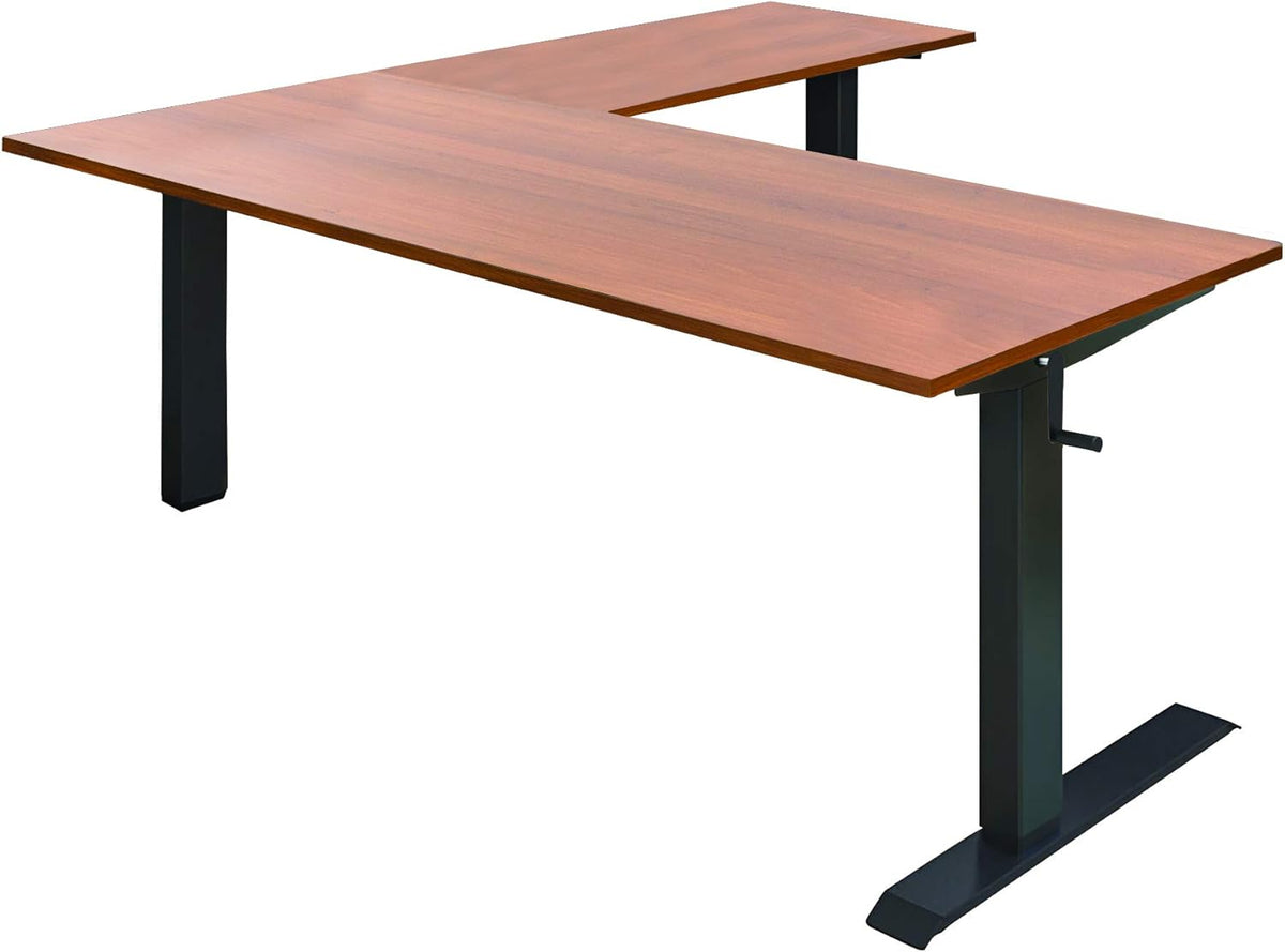 Crank Adjustable Height L-Shaped Standing Desk with Steel Frame V515