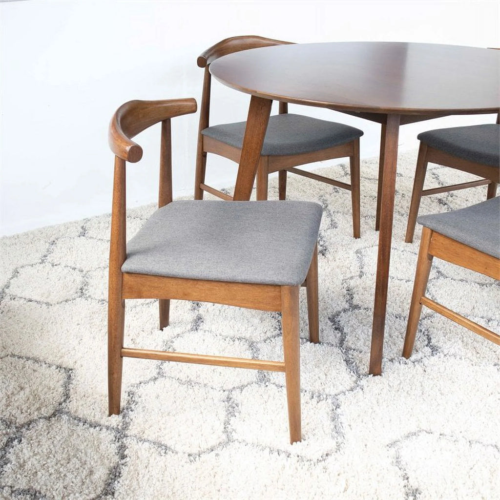 Fabric Dining Chair in White/Gray (Set of 5) R550