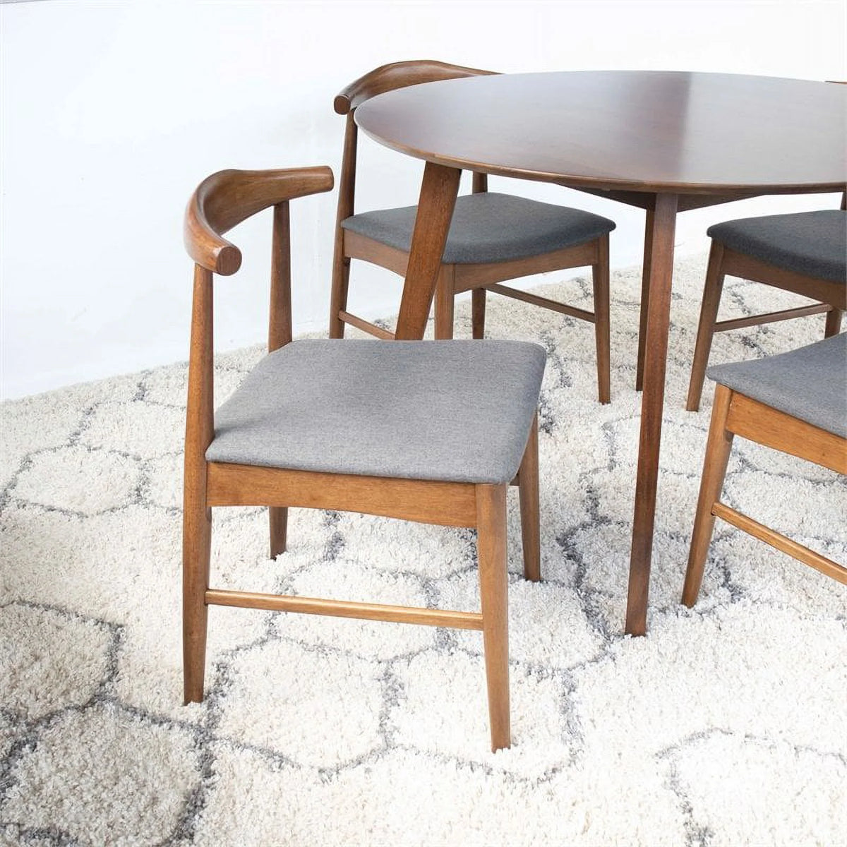Fabric Dining Chair in White/Gray (Set of 5) R550