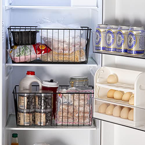 16 inch Upright Freezer Organizer Baskets, Black, Pack 3 Q90998