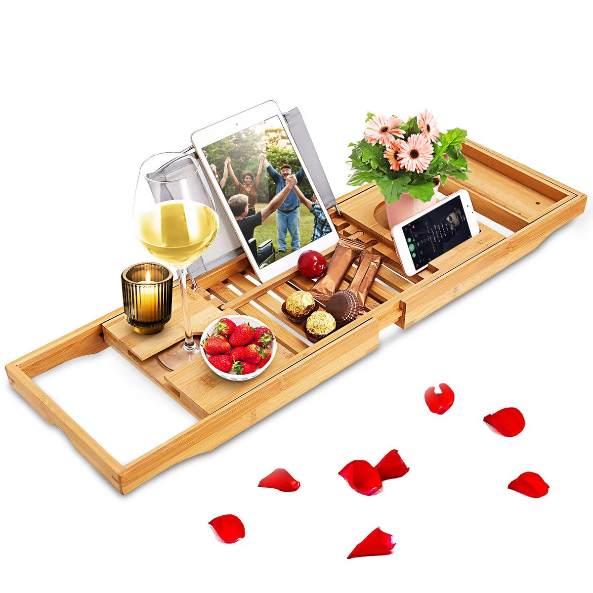 Bamboo Expandable Bathtub Caddy Tray Z33044