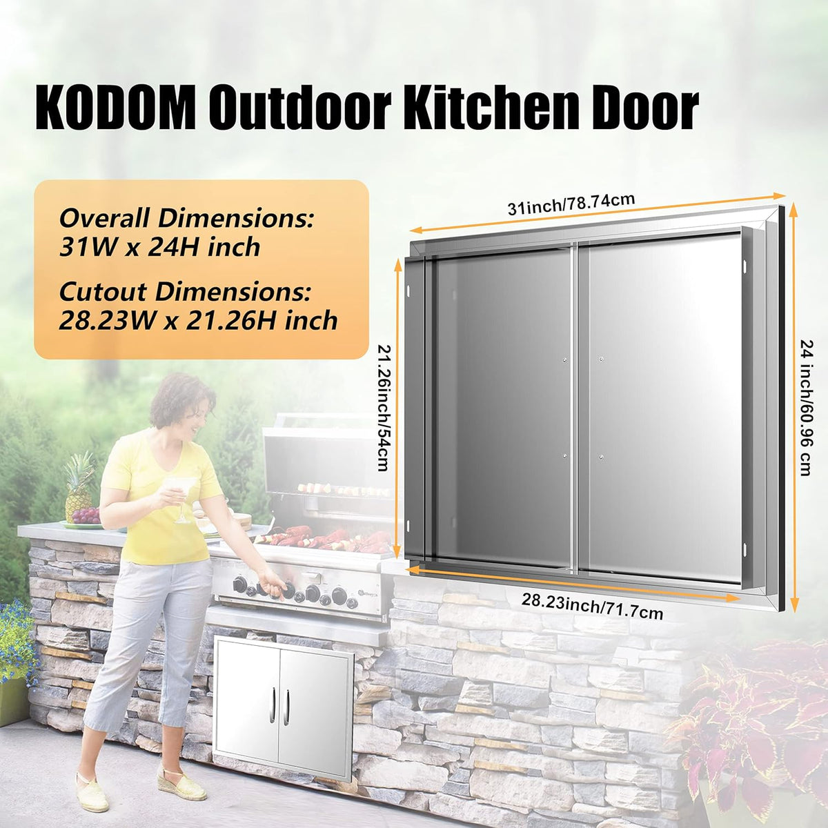 Stainless Steel Outdoor Kitchen Double Access Door R180151
