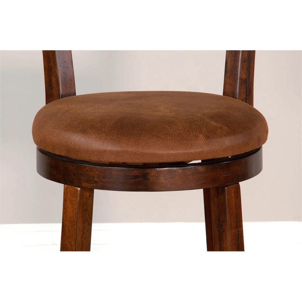 24" Mahogany Wood Swivel Barstool J698917