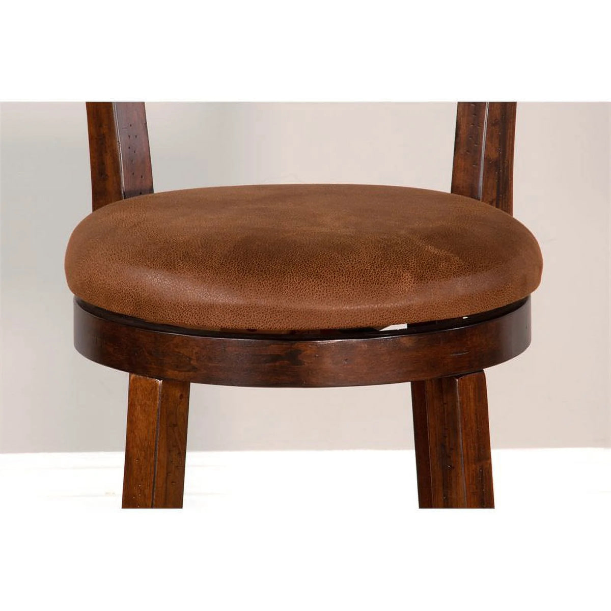 24" Mahogany Wood Swivel Barstool J698917