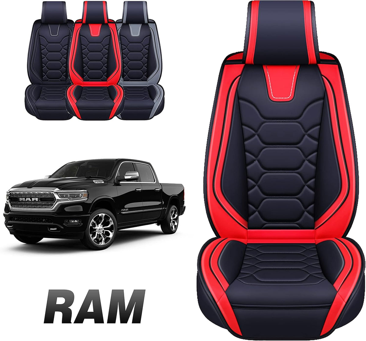 Black Faux Leather Custom Fit Seat Cover for RAM Pick-up Truck M110587