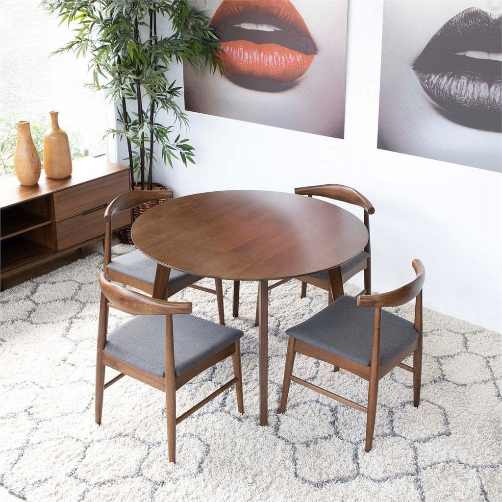 Fabric Dining Chair in White/Gray (Set of 5) R550