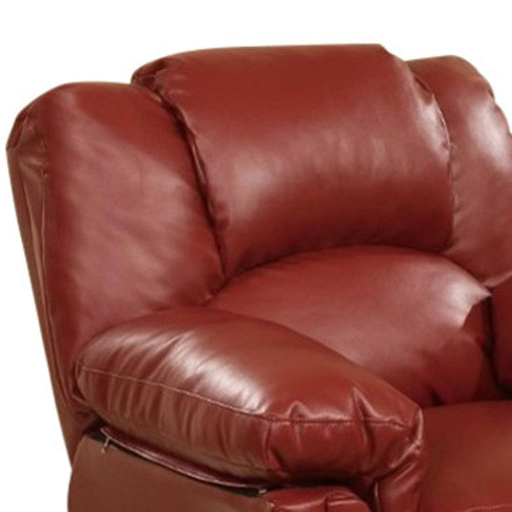 Red Bonded Leather Rocker/Recliner A19631