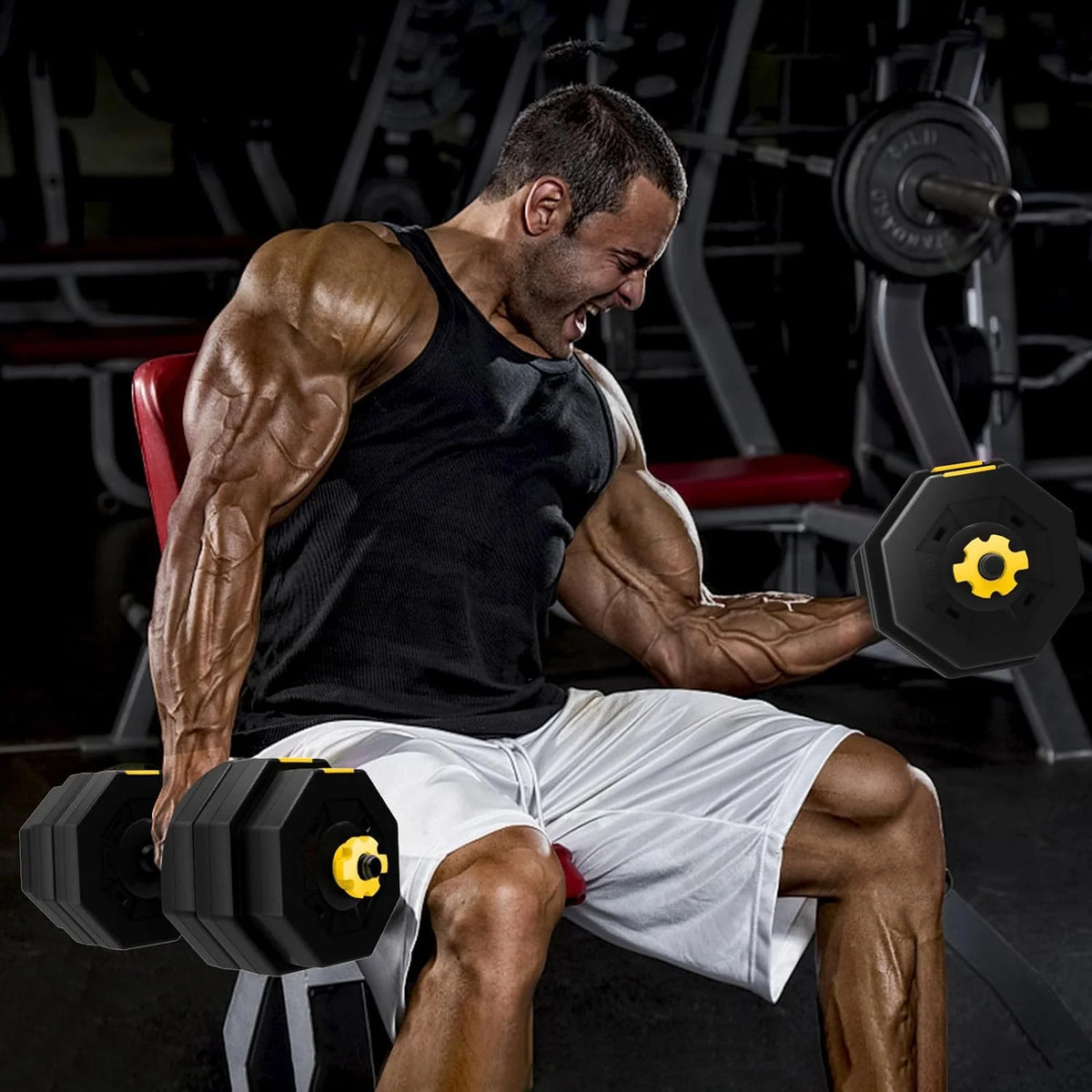 Adjustable Dumbbells Set 55LB 66LB 3 in 1 J4178
