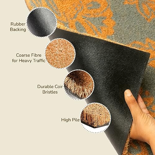 Blue Floral Print Coir Door Mat A9992